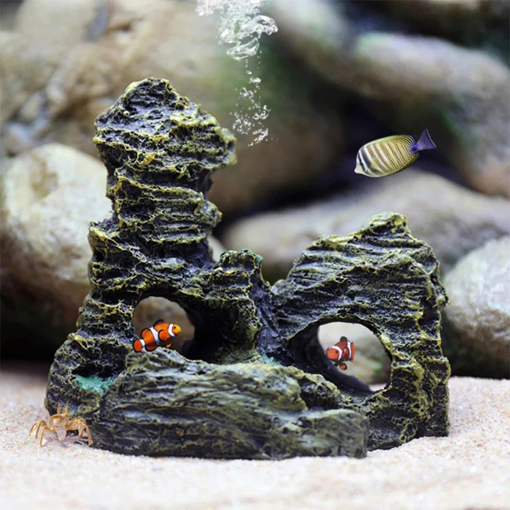Fish Tank Landscaping Ornamental Rockery Simulation Resin Process Zpaxo