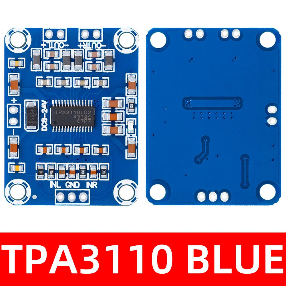 DC DC12V-24V 2X15W Digital Audio Power Stereo Amplifier Module Board TPA3110 12V Class D Power AMP Board 2.0 channel Zpaxo TPA3110 BLUE