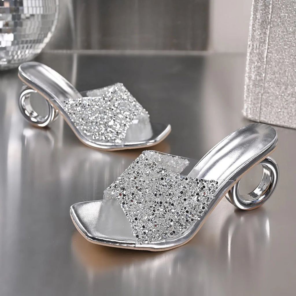 Luxury Women Summer Party Slippers Fashion White Pearl Designer Zpaxo Silver 38