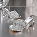 Luxury Women Summer Party Slippers Fashion White Pearl Designer Zpaxo Silver 38