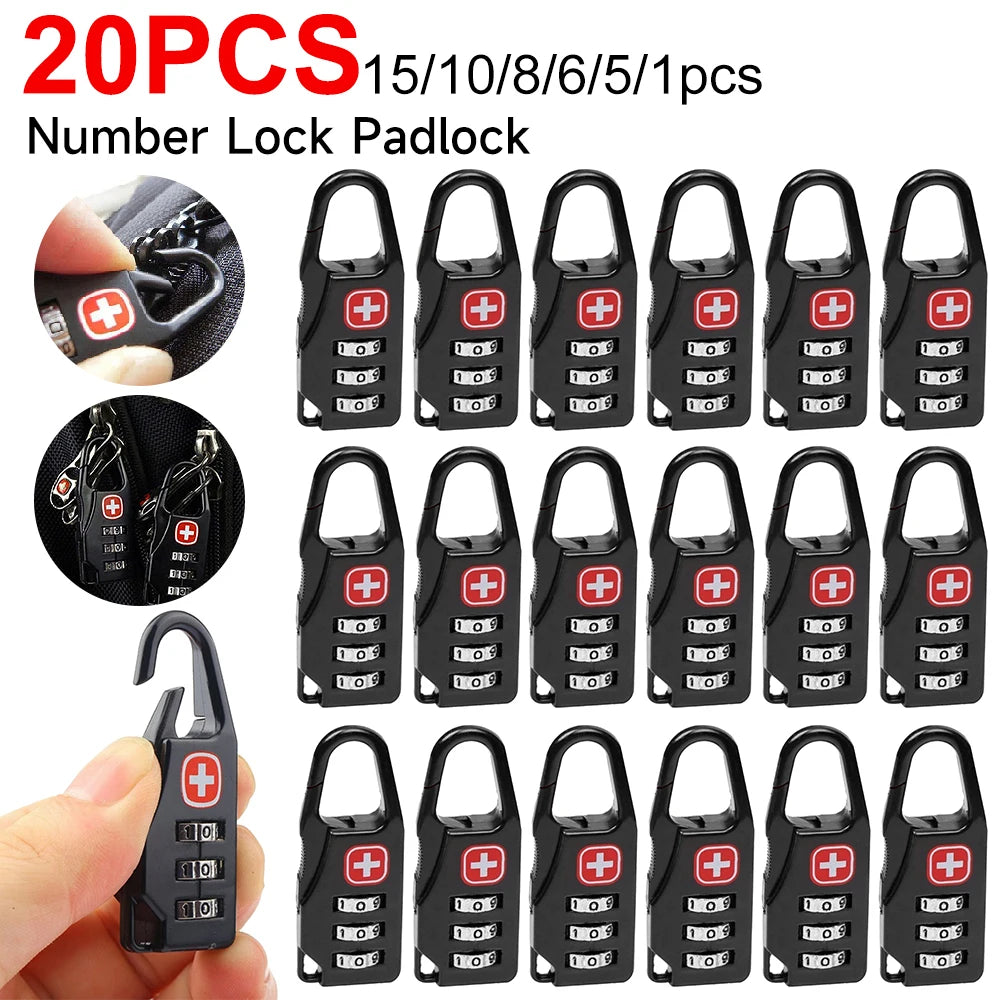 Outdoor Backpack Handbag Zipper Lock Anti Theft Portable Mini Combination Code Number Lock for Travel Backpack Accessories Zpaxo