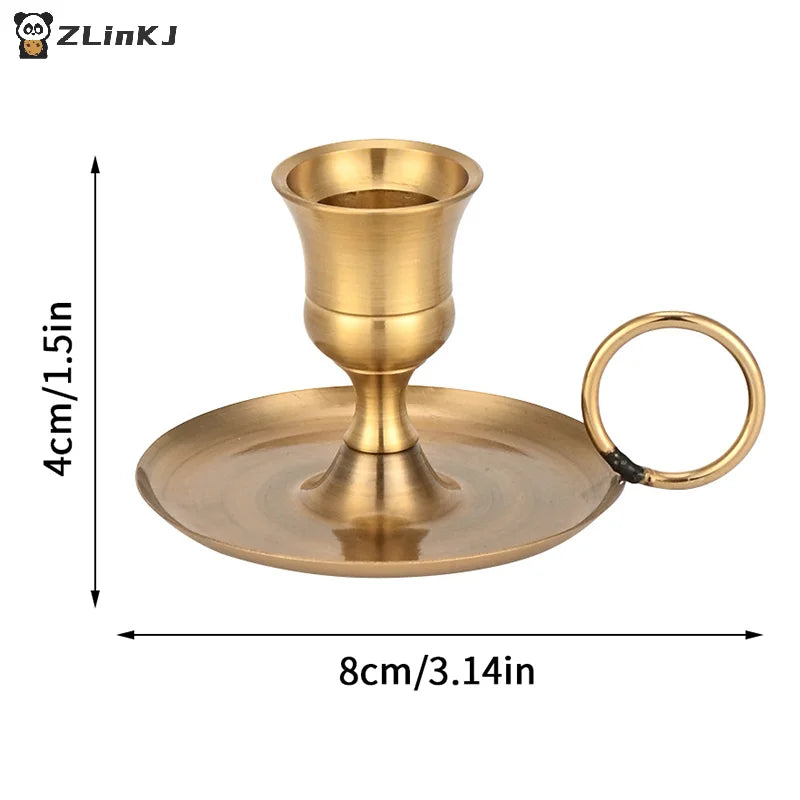 ▶Metal Candle Holder Desktop Candlestick Adornment Candle Holder With Handle Centerpiece Dining Table Wedding Festive Decoration Zpaxo