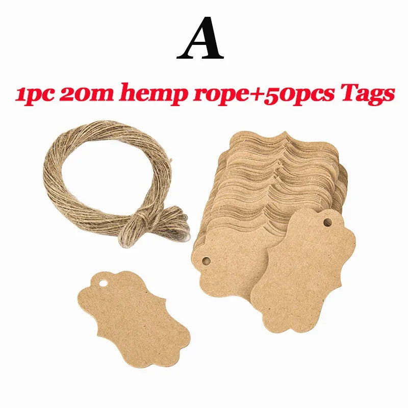 Christmas Decoration 2025 Kraft Paper Tags DIY Wrapping Gift Flowers Xmas Tree Hanging Label Christmas New Year Party Wrapping Zpaxo set A