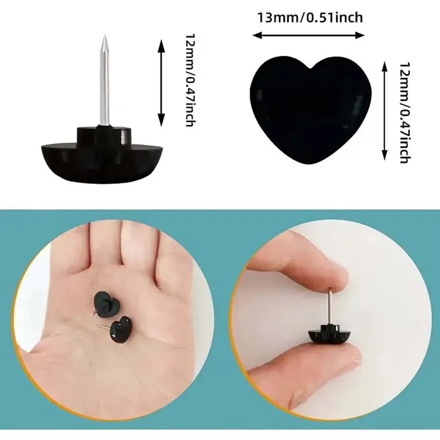 50-Pack Clear Heart Push Pins – Transparent Thumb Tacks Decorative Push Pins Zpaxo