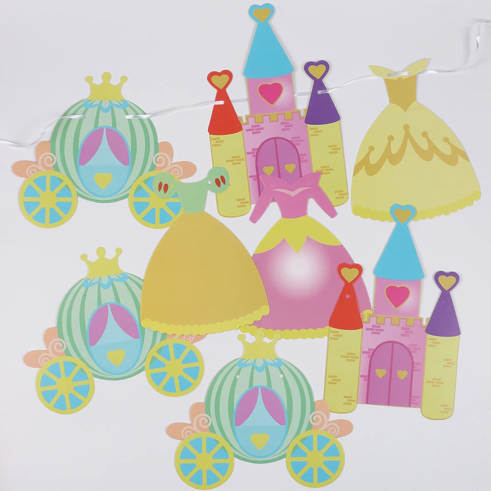Birthday Hanging Banner Flower Daisy Smiling Face Fairy Princess Castle Banners for Girls Boys Adults Birthday Party Decoration Zpaxo J250781