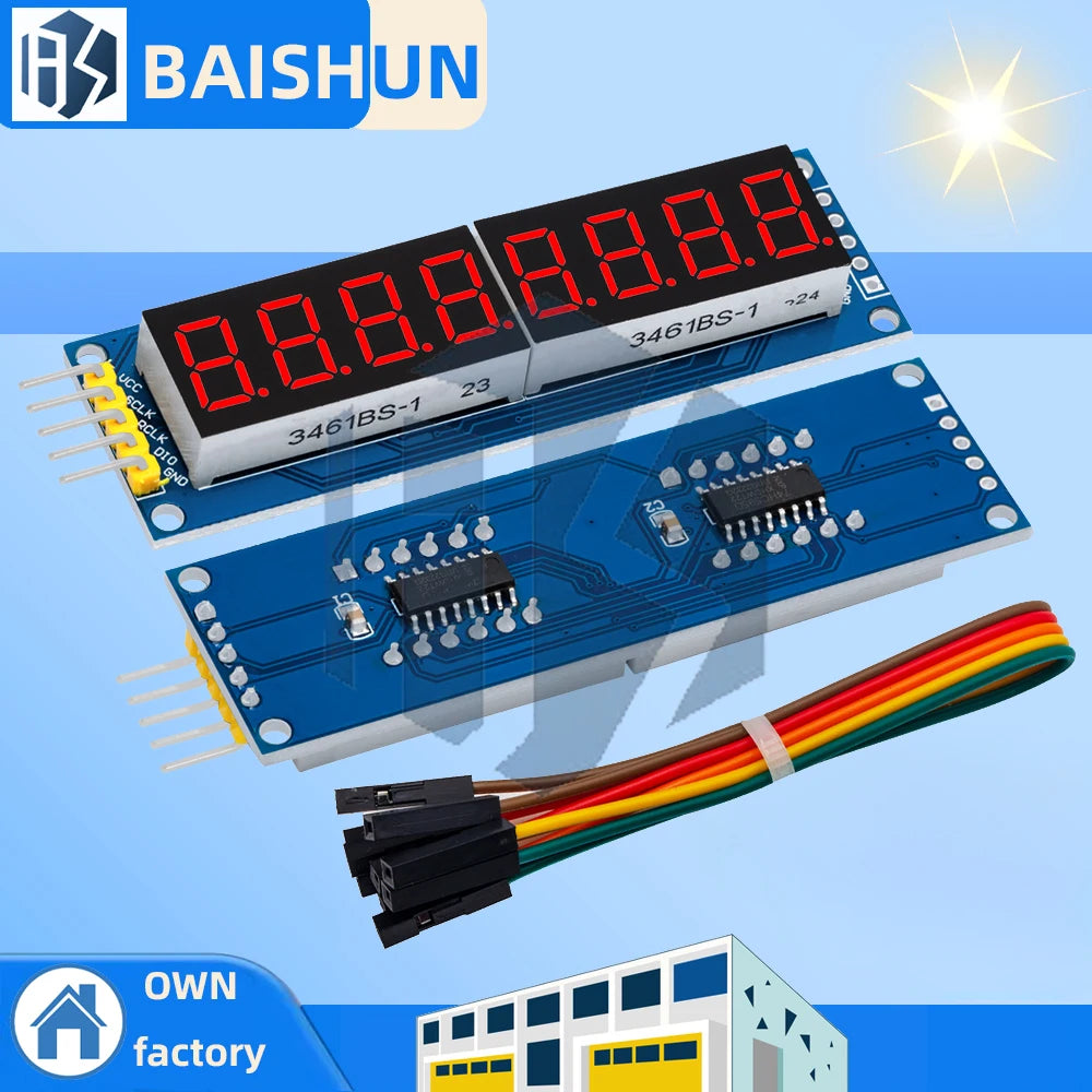 BAISHUN 8-Digit Red Segment Driver Board 74HC595 3-Wire Serial LED Zpaxo