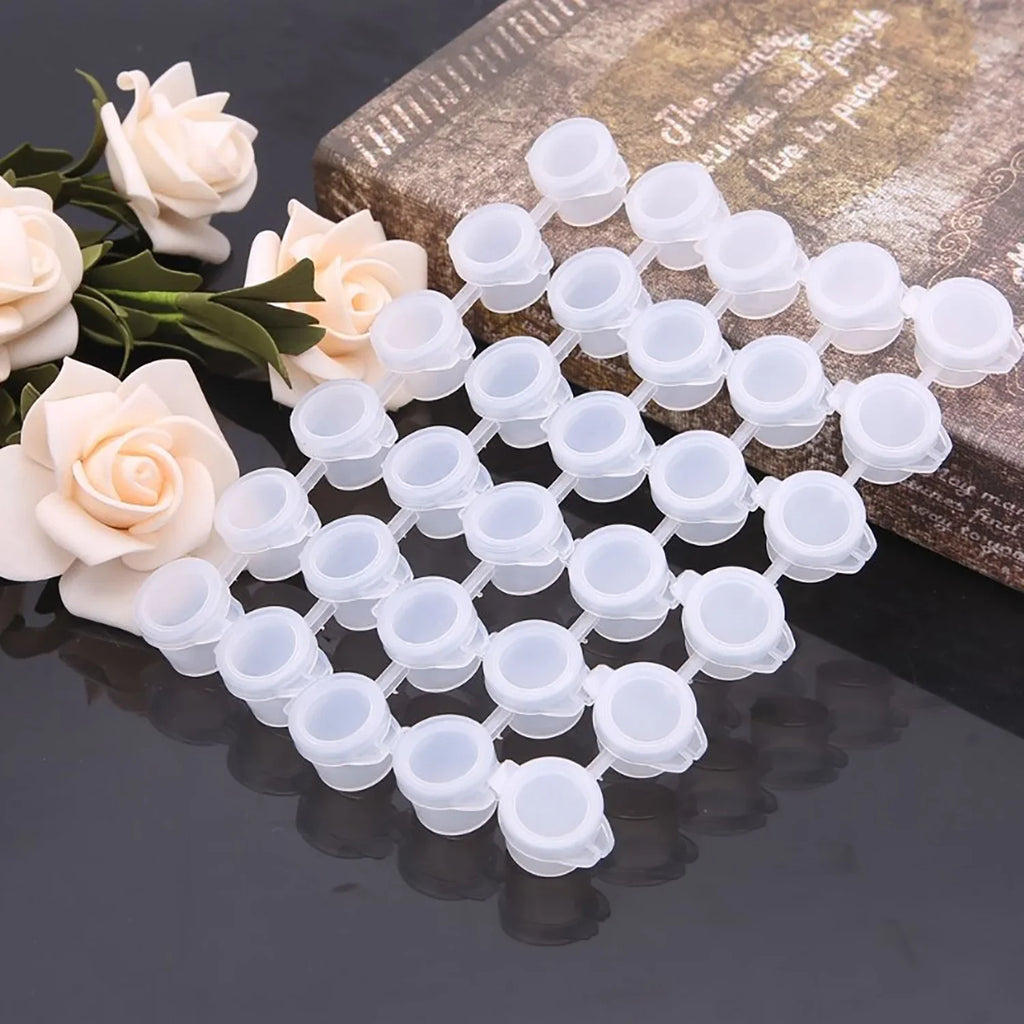10 Strips 60 Pots Empty Mini Paint Cup Box Plastic Pigment Storage