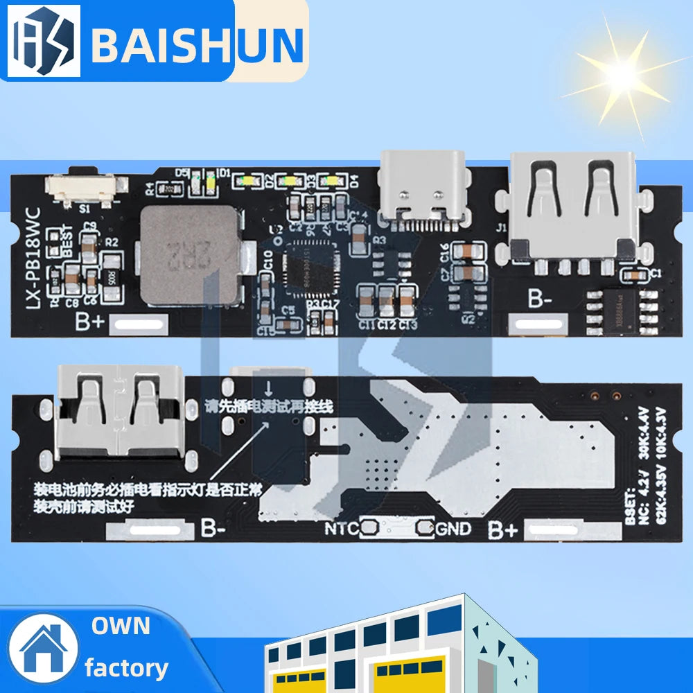 QC3 0 QC2 PD 18W Dual Port Type-c USB-A Fast Charging Module 18650 Zpaxo 18W SW6106PD