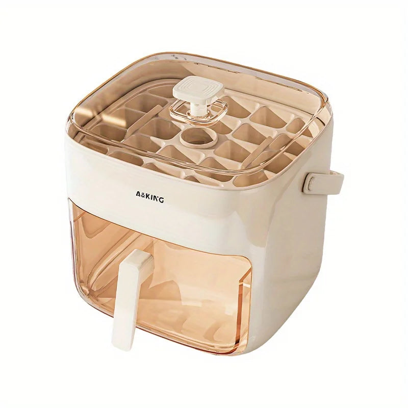 Double Layer Ice Cube Maker Press Ice Ball Maker Storage Box Refrigerator Popsicle Homemade DIY for Household Kitchen Party Bar Zpaxo white