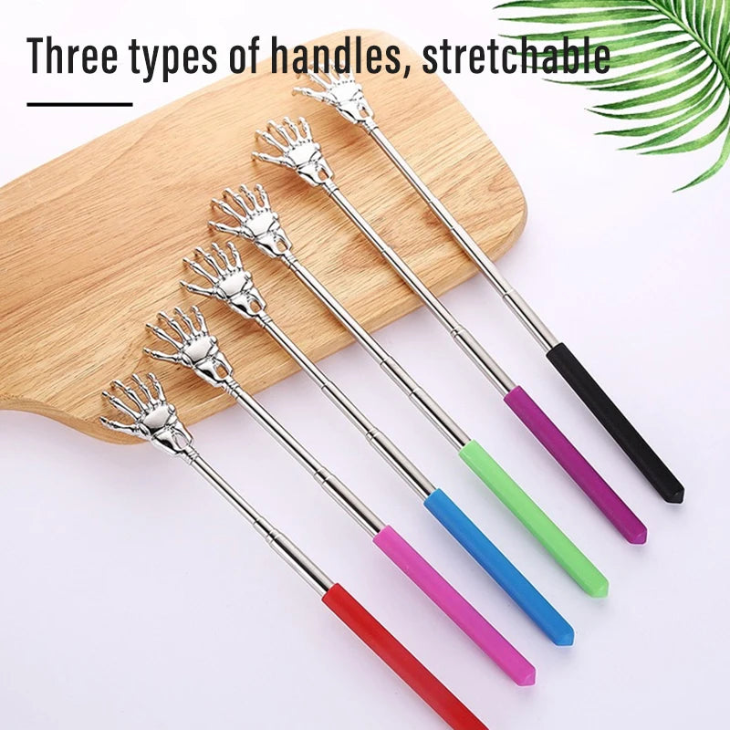 1pcs Stainless Steel Back Scratcher Ghost Hand Telescopic Scratching Massager Portable Adjustable Extendable Itch Massage Tool Zpaxo