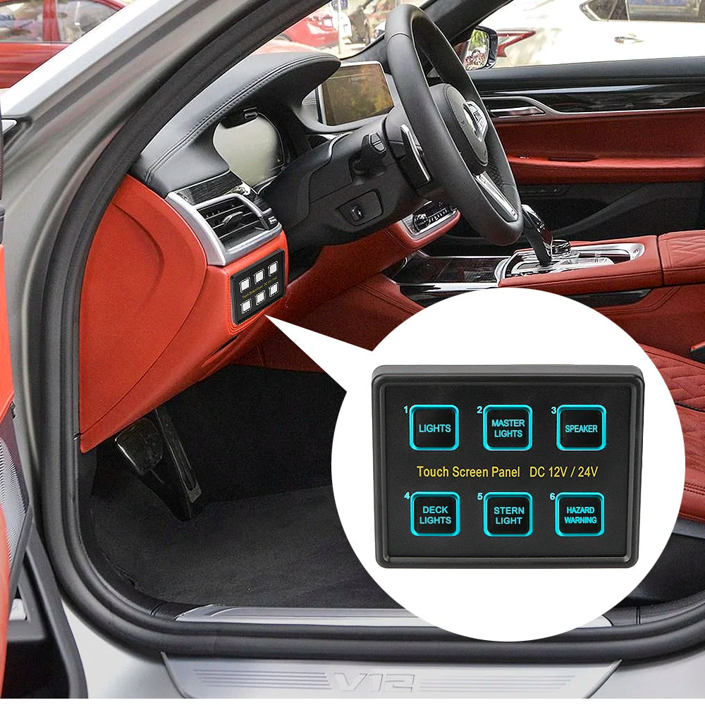 Slim Touch Circuit Control Panel Box 6 Gang LED Switch Screen