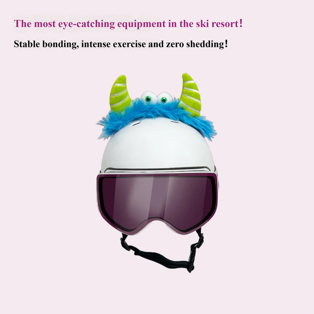 3D Plush Monster Helmet Ears – Fun Ski & Outdoor Helmet Decor