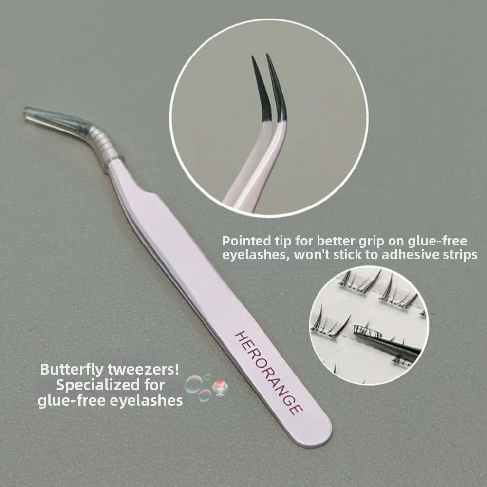 Straight Tweezers Stainless Steel Purple Eyelash Curler Curved Eye Zpaxo