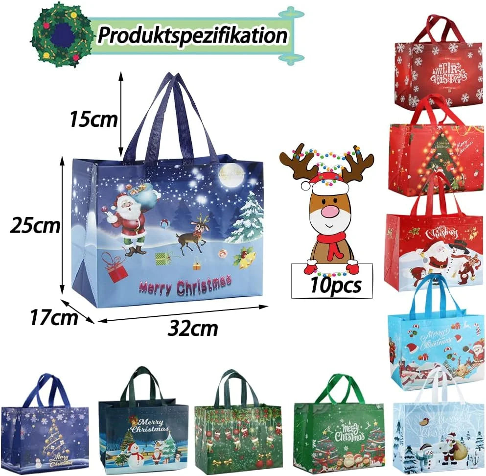 Random Christmas Bags Shopping Storage Tote Reusable Foldable Ba Zpaxo