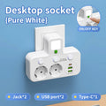 EU Power Sockets Usb Wall Socket Multiple European Plug Wall Mounted European Standard Socket USB-C Charging Power Sockets Zpaxo 2-White