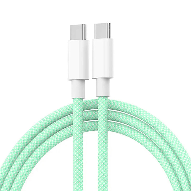 PD 60W USB C to USB C Cable Fast Charge Data Cable For Macbook iPad iPhone 15 Series Xiaomi Type C to Type C Data Charger Cable Zpaxo Green 2m