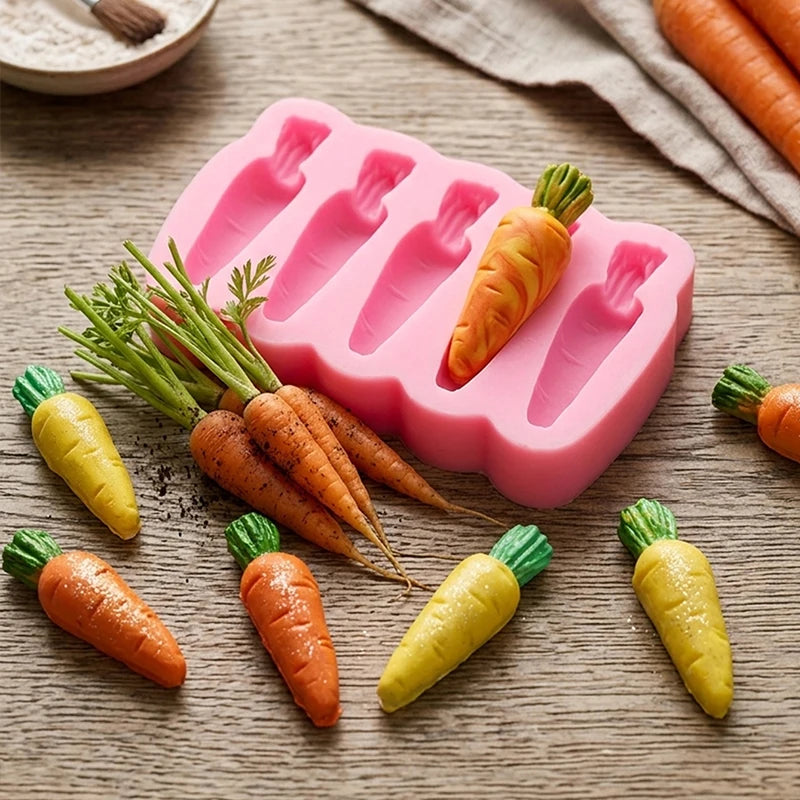 Carrot Silicone Mold DIY Fondant Chocolate Cake Decorating Candy Gum Paste Polymer Clay Cupcake Topper Baking Mold for Easter Zpaxo