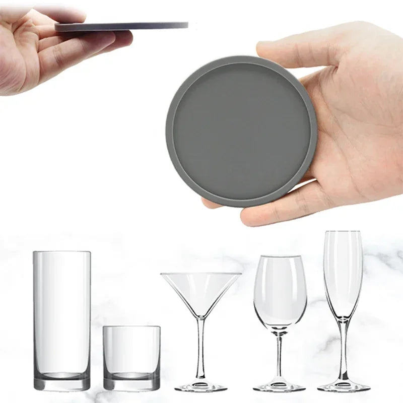 6Pcs 10cm Silicone Coasters Round Heat Resistant Rubber Tea Cup Mat Drink Coffee Mug Glass Beverage Holder Pad Decor Table Mat Zpaxo