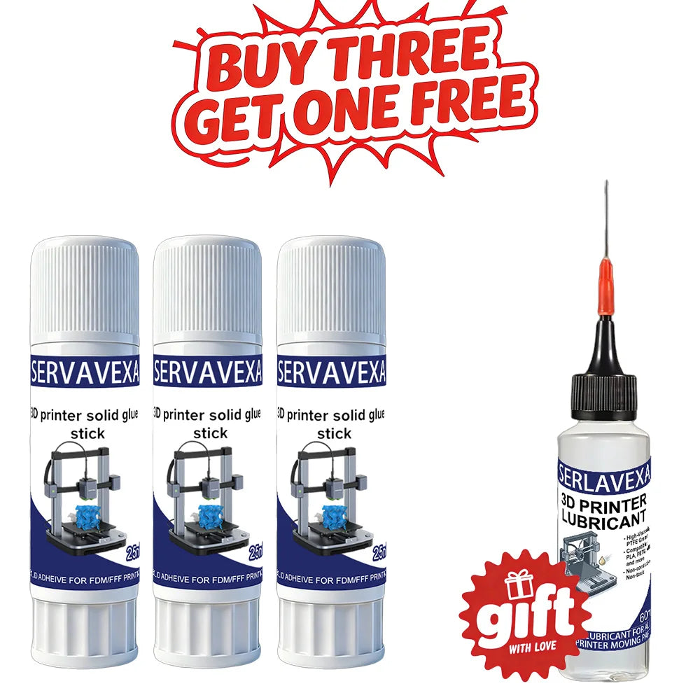 3D Printer Maintenance Kit: Washable Bed Adhesion Glue Stick & PTFE Lubricating Oil. Anti-Warp & Noise Reduction Accessories. Zpaxo Buy 3 get 1 free