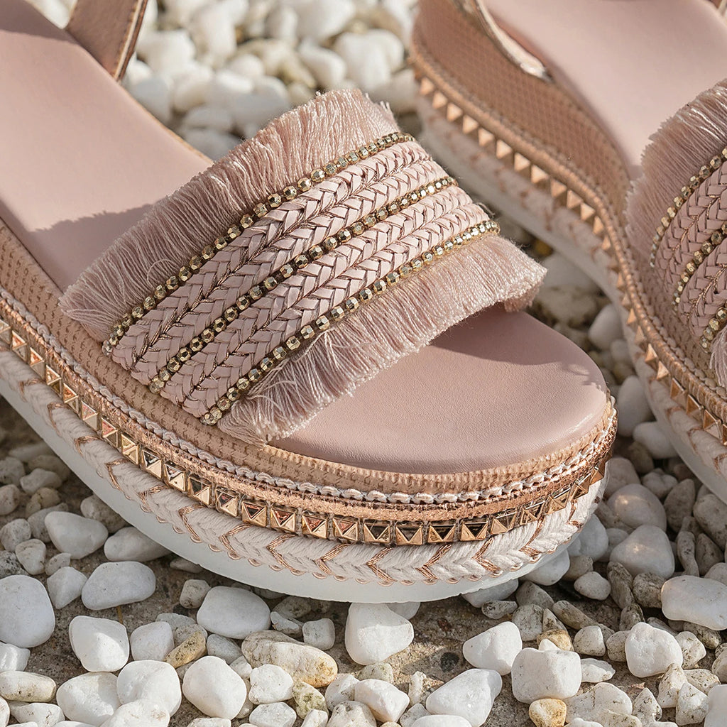 Summer Women Sandals Fashion Rivet Wedge Ankle Strap Platform Shoes Zpaxo