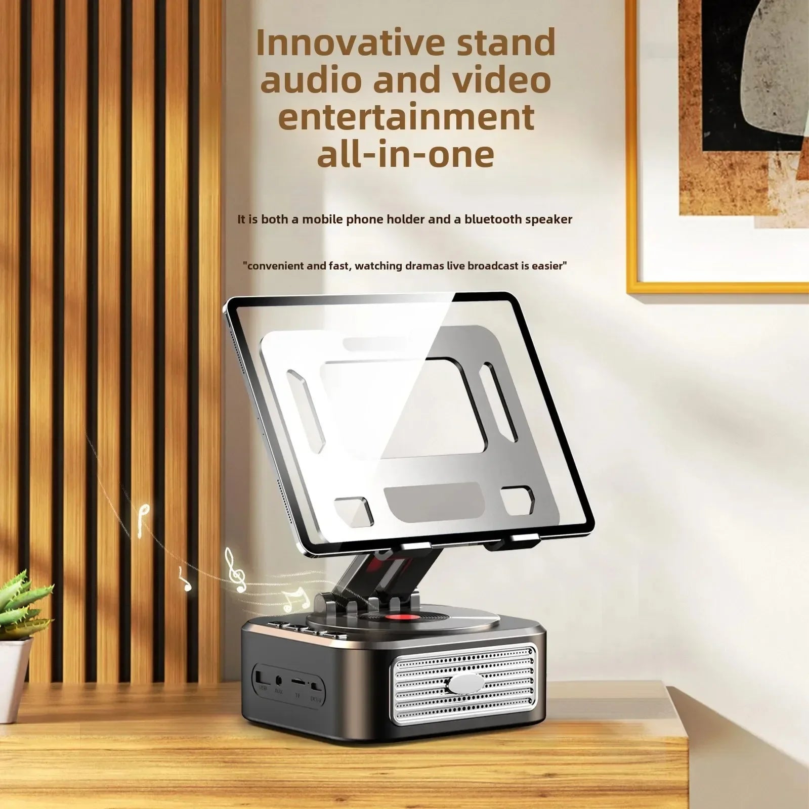 3-in-1 Bluetooth 5 3 Speaker Tablet Holder Foldable Wireless Support