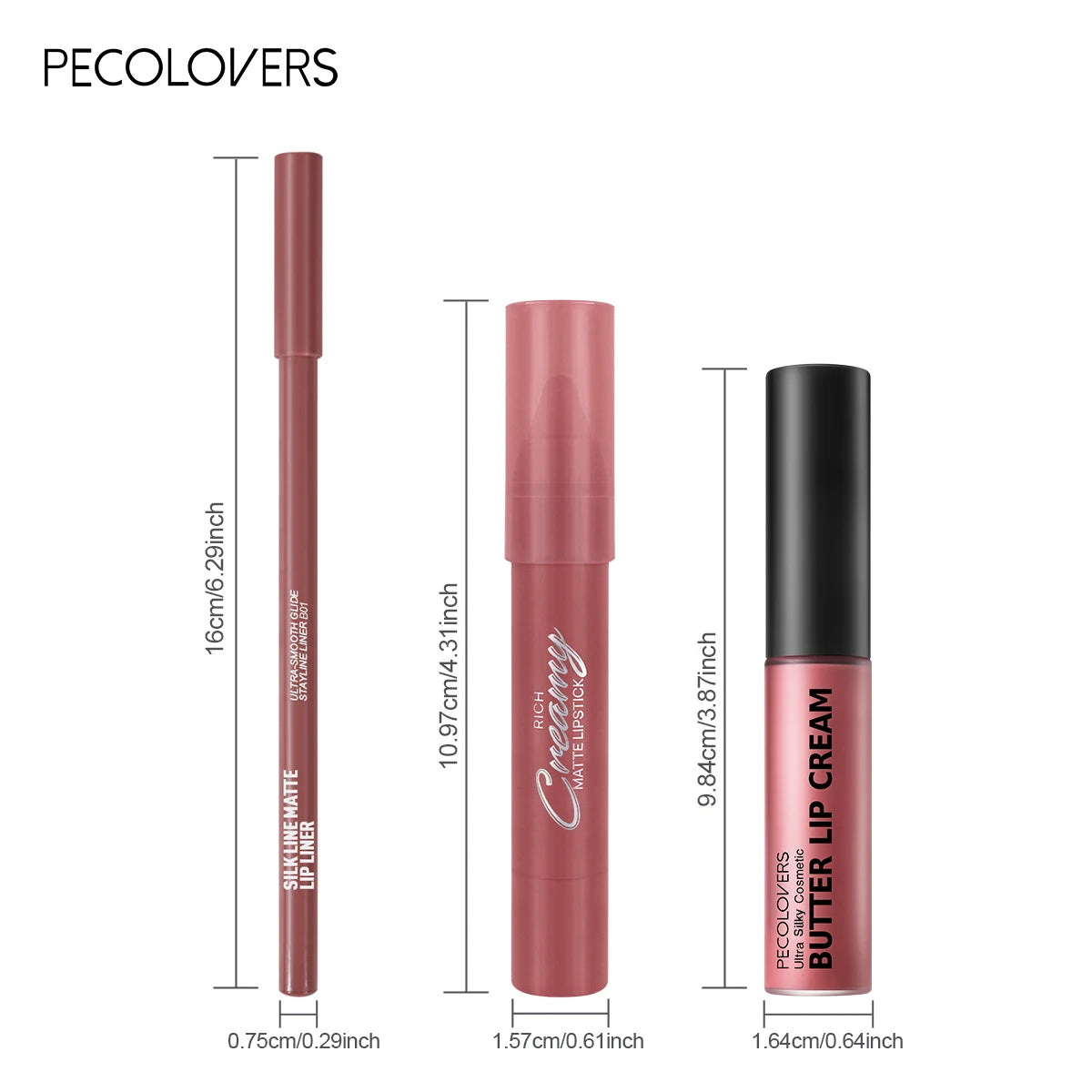3PCS/SET Long-Lasting Non-Stick lipstick pen&Waterproof Lipliner Pencil & Long-Lasting Lip Oil Lip Gloss,Beginner-Friendly Zpaxo