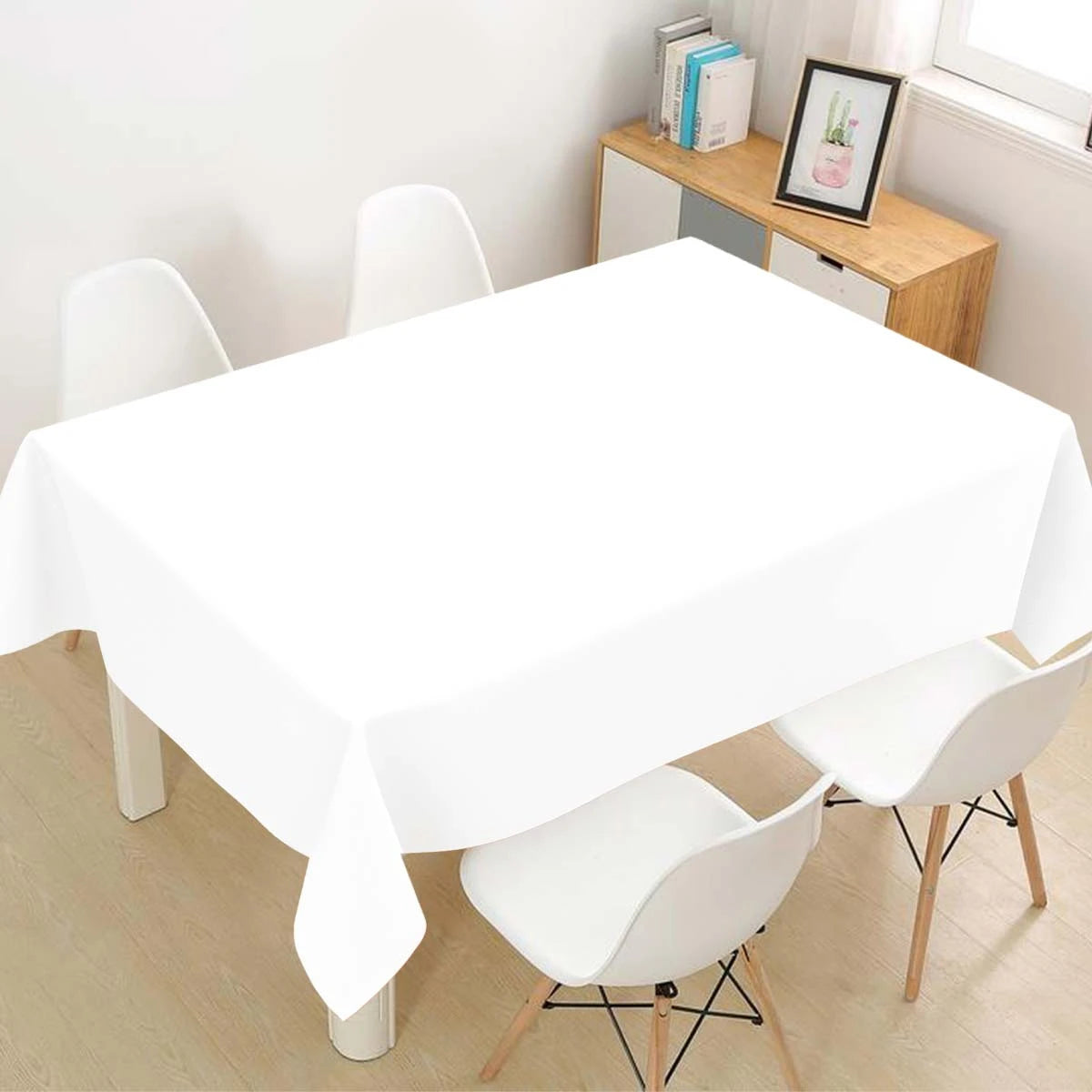 183×137cm Solid White Tablecloth Disposable Plastic Table Covers for Birthday Party Wedding Decoration Home Dinning Table Decor Zpaxo