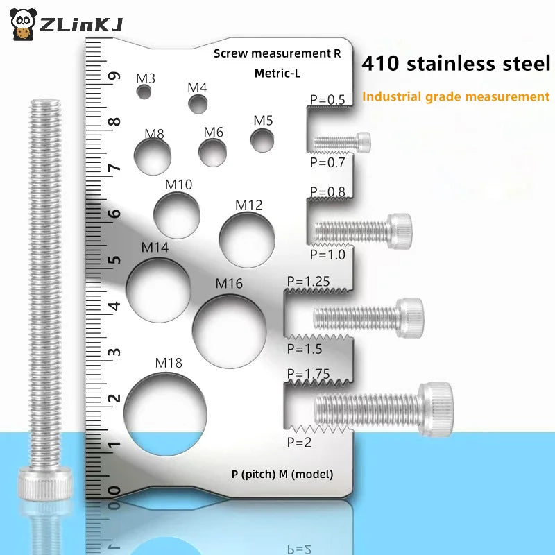 ▶1/2/5Pcs Stainless Steel Thread Checker Screw Measurement Ruler Gauge Tool for Measuring Screw Pitch Bit Bolt Nut Zpaxo
