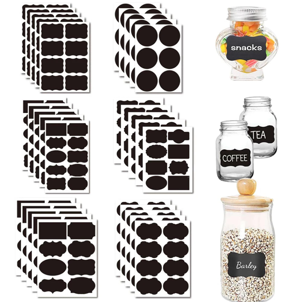 5 Sheets Chalkboard Labels Stickers Waterproof Reusable Blackboard Stickers Chalk Labels for Mason Jars Storage Bins Bottles Zpaxo