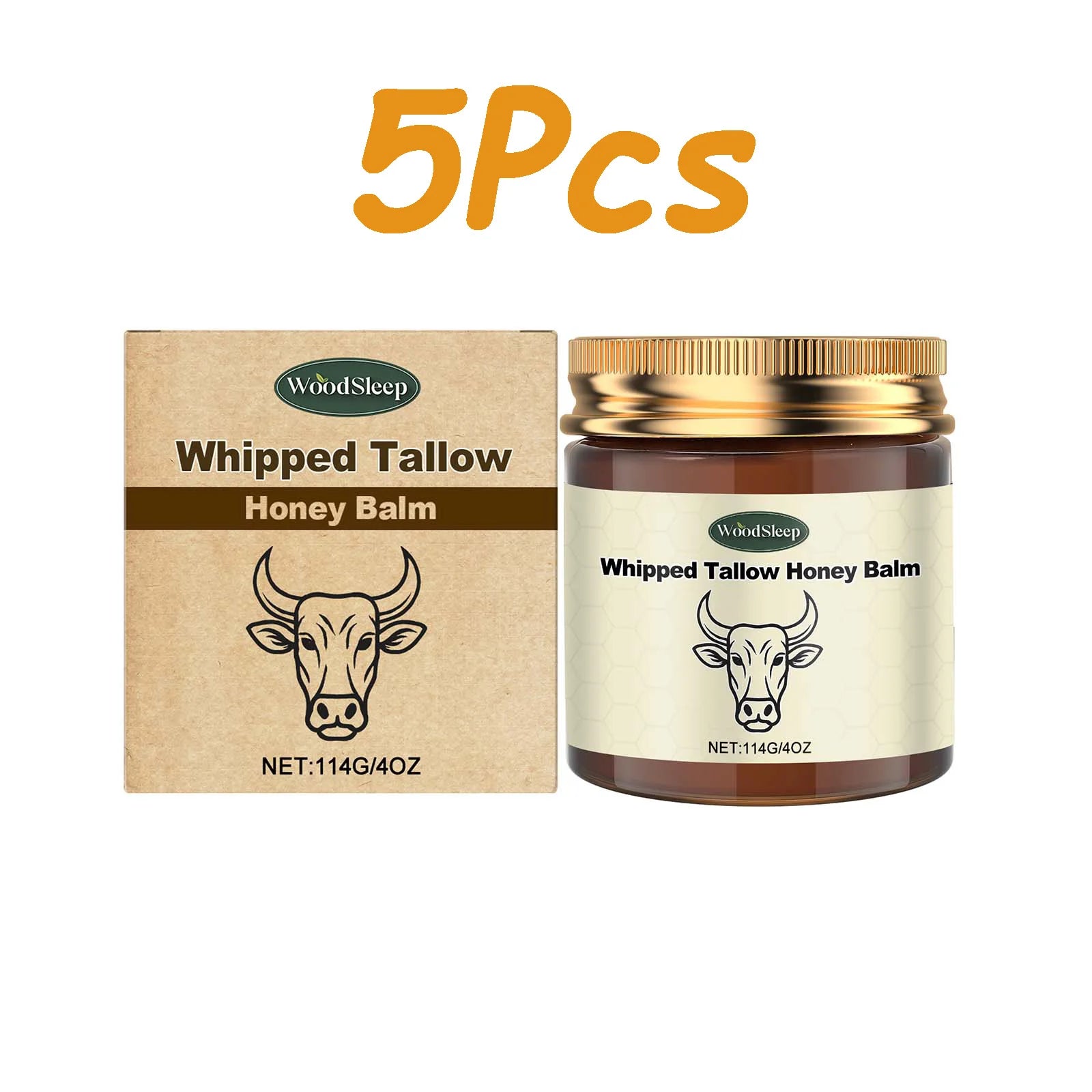WOODSLEEP Tallow Honey Balm – Nourishing Firming Body Cream Body & Face Cream Zpaxo 5 x 114g Boxed