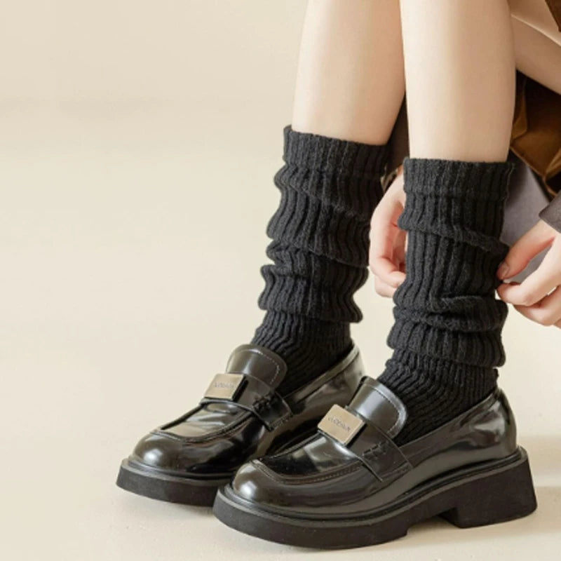 Y2k Winter Leg Warmers Fluffy Knitted Gothic Lolita Knit Long Socks
