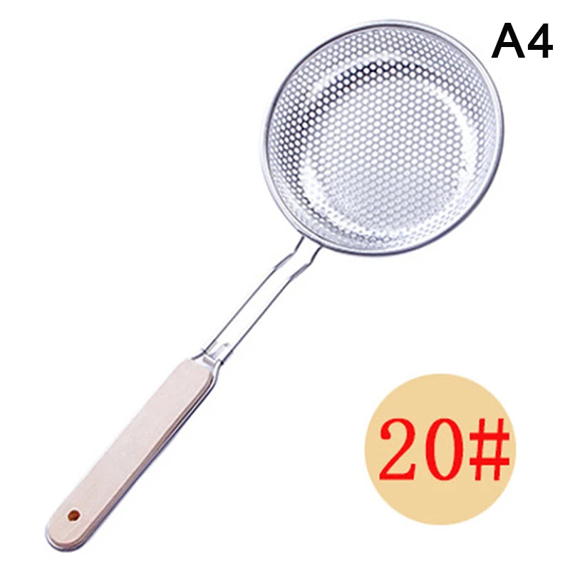 Oil Pot Food Filter Wooden Handle Stainless Steel Colander Pasta Noodle Strainer Skimmer Spoon Strainer Cooking Kitchen Utensils Zpaxo A4
