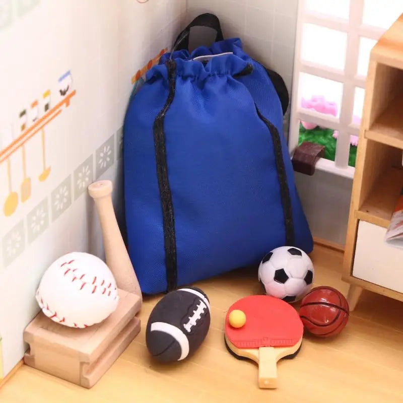 1/12 Dollhouse Simulation Mini Sports Equipment Kit Doll Basketball Football Rugby Skipping Rope Equipment Sport Scene Decor Toy Zpaxo