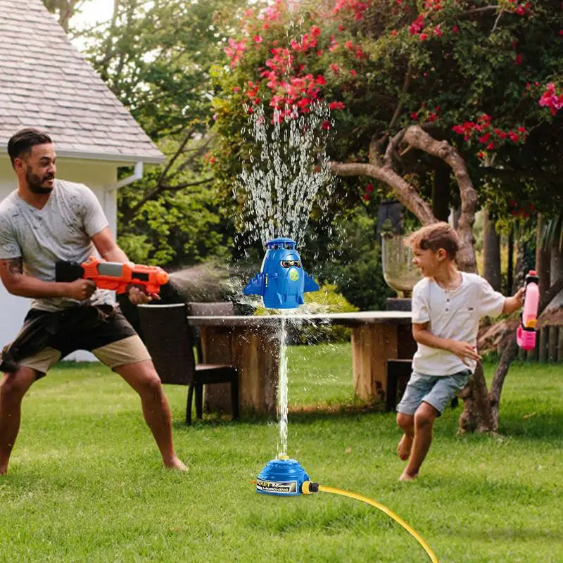 Space Rocket Sprinkler Cute Yard Outside 360 Rotating Shape Zpaxo
