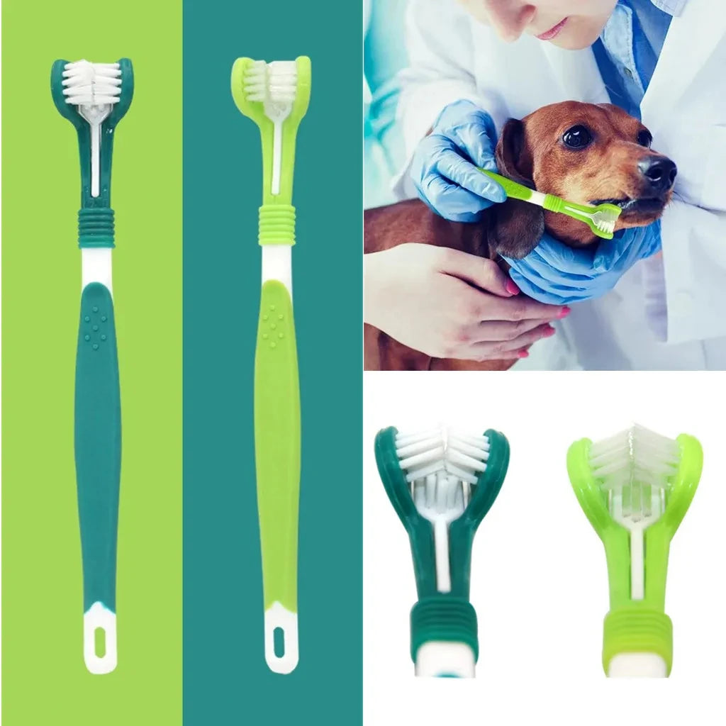 3-Sided Pet Toothbrush Dog Plastic Toothbrush Removing Bad Breath Tartar Cleaning Mouth Pet Dental Care Cat Cleaning Mouth Zpaxo