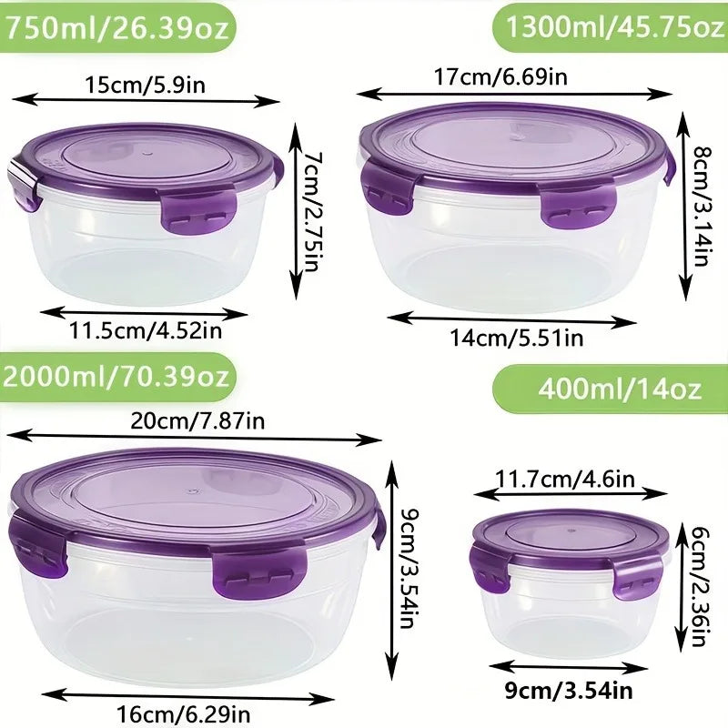 Vibrant 8-Piece Food Storage Microwave-safe Purple Green Containers