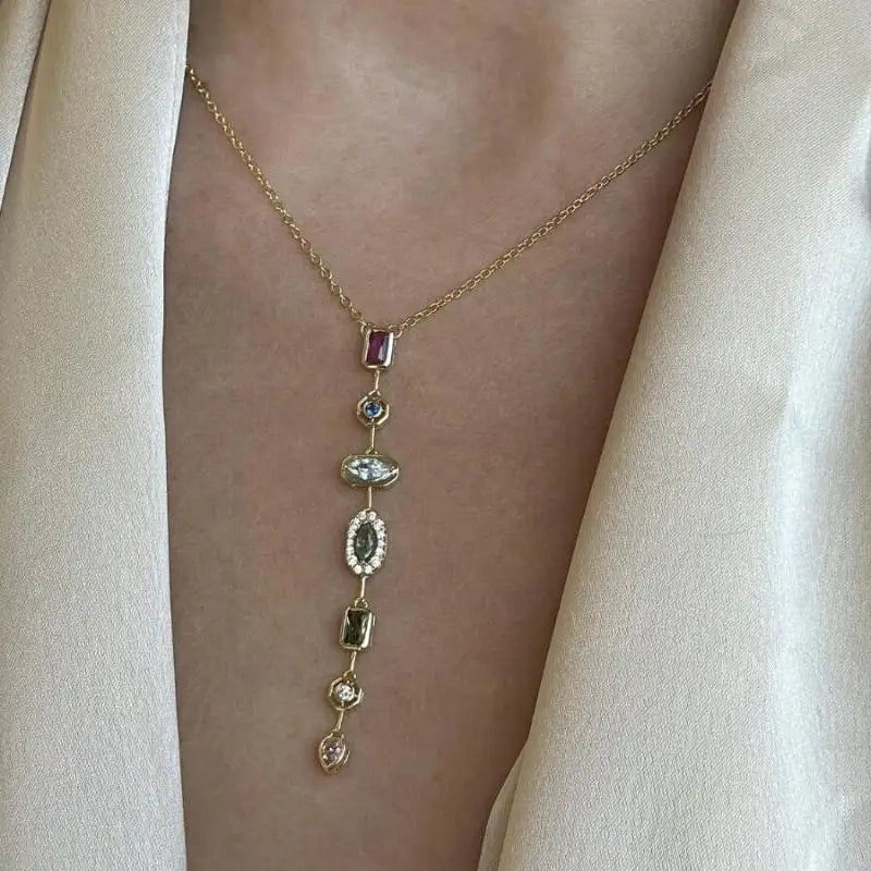 High-end Y-design Long Tassel Female Necklace Fashionable Zircon Zpaxo