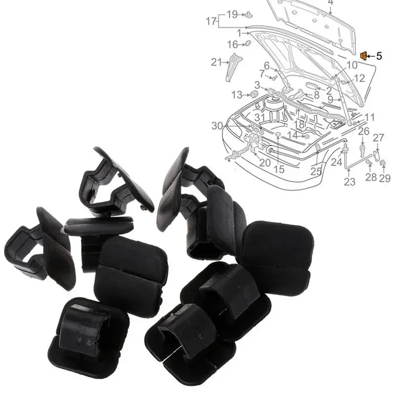 Car Hood Soundproof Cotton Clips – Black Rivet Fasteners VW Skoda