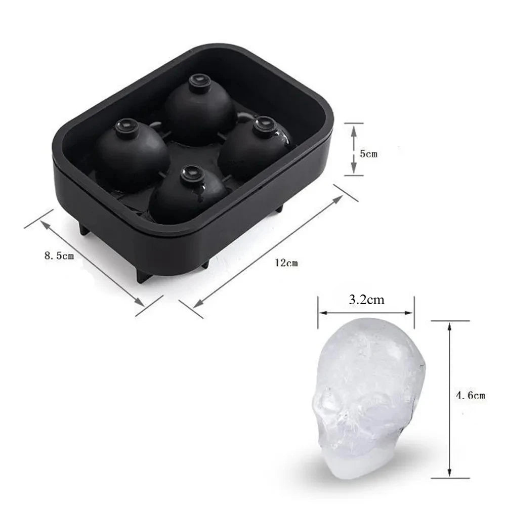Creative 3D Silicone Ice Cube Tray, Ice Cube Trays for Freezer, Easy Release Ice Cube Molds for Whiskey, Cocktail, Chocolate Zpaxo 4 Skull mold