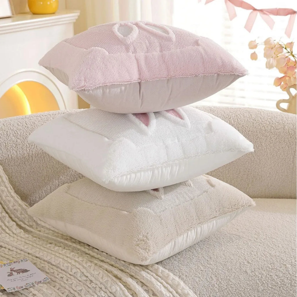 Fluffy Easter Bunny Pillow Cover Soft Plush Cushion Case Sofa Bed