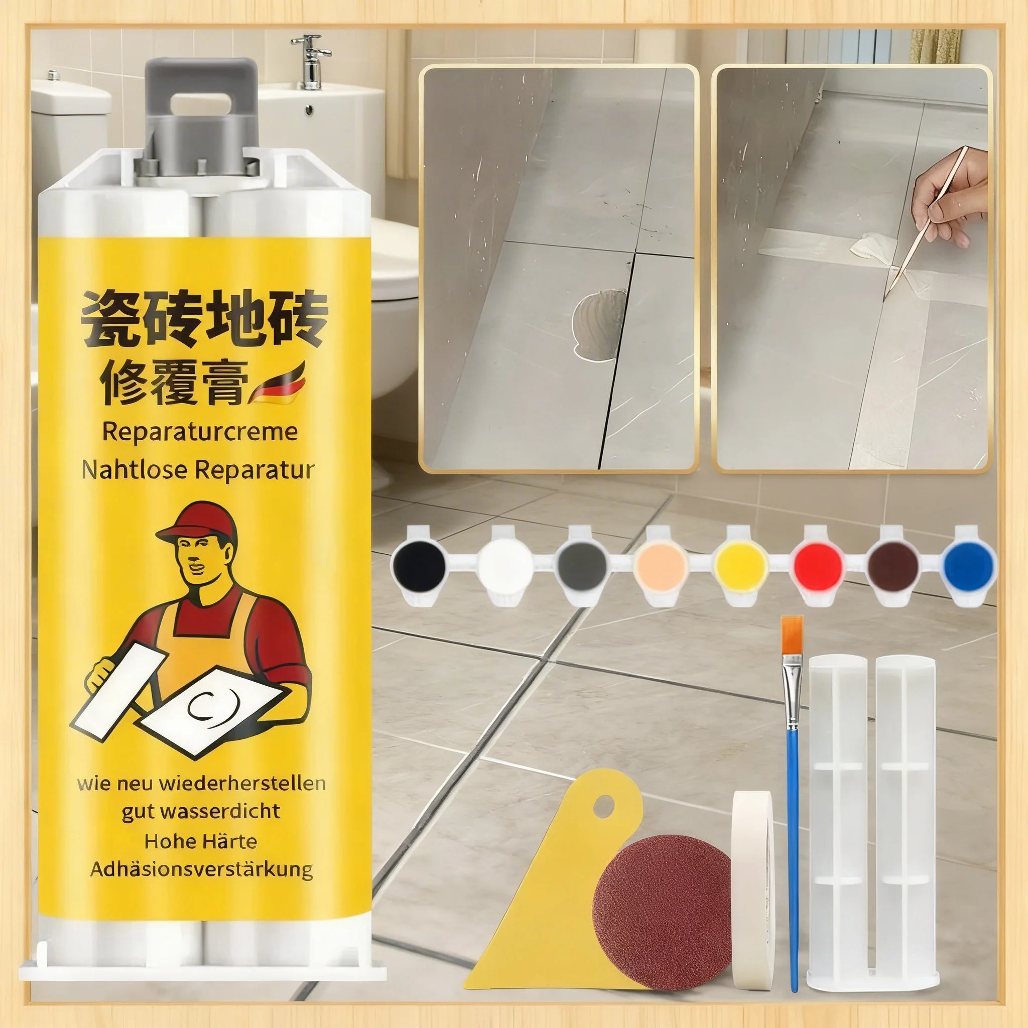 Tile & Stone Crack Repair Kit – Waterproof Grout Filling Paste Tile Repair Kit Zpaxo