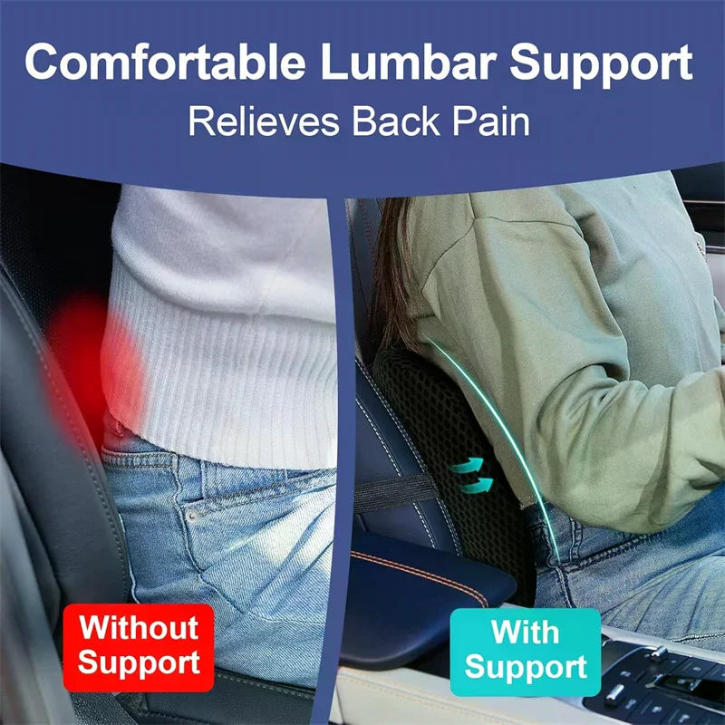 Memory Foam Lumbar Support Pillow – Office Chair & Car Seat