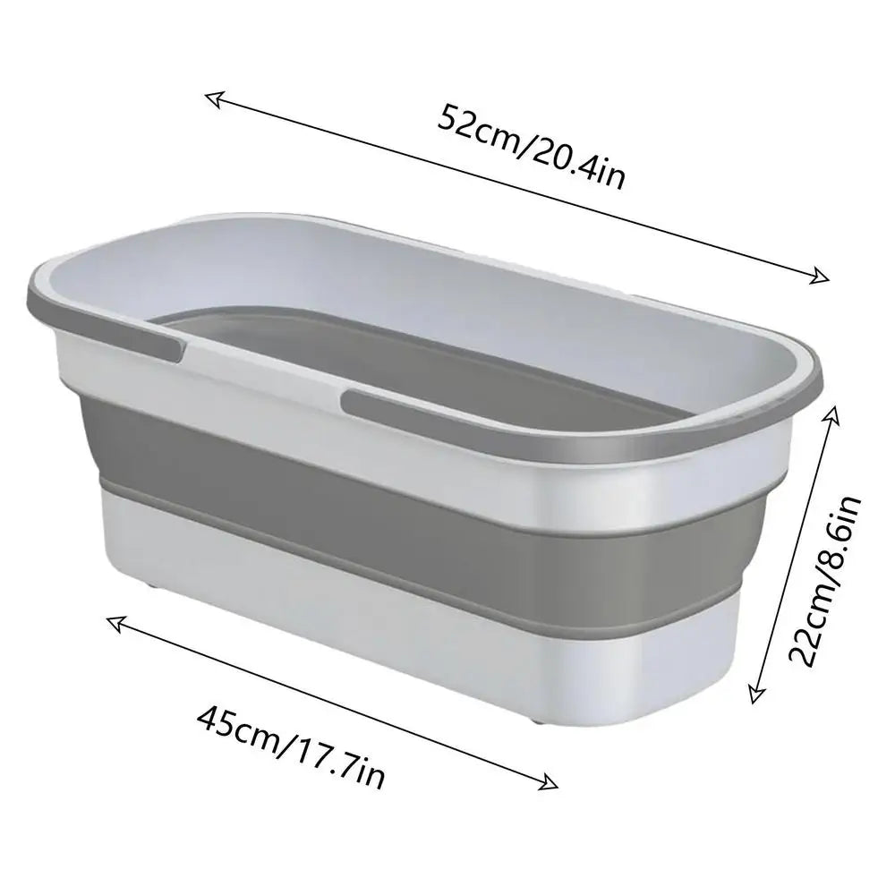 Folding Bucket Mop Portable Collapsible Wheel Multifunctional Basin Zpaxo white gray CN