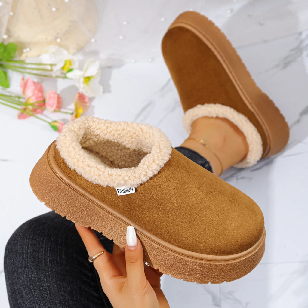 2025 new Women Ankle Boots Non Slip Plush Snow Boots Women Outdoor Warm Flat Cotton Shoes Women Winter Furry Platform Slippers Zpaxo