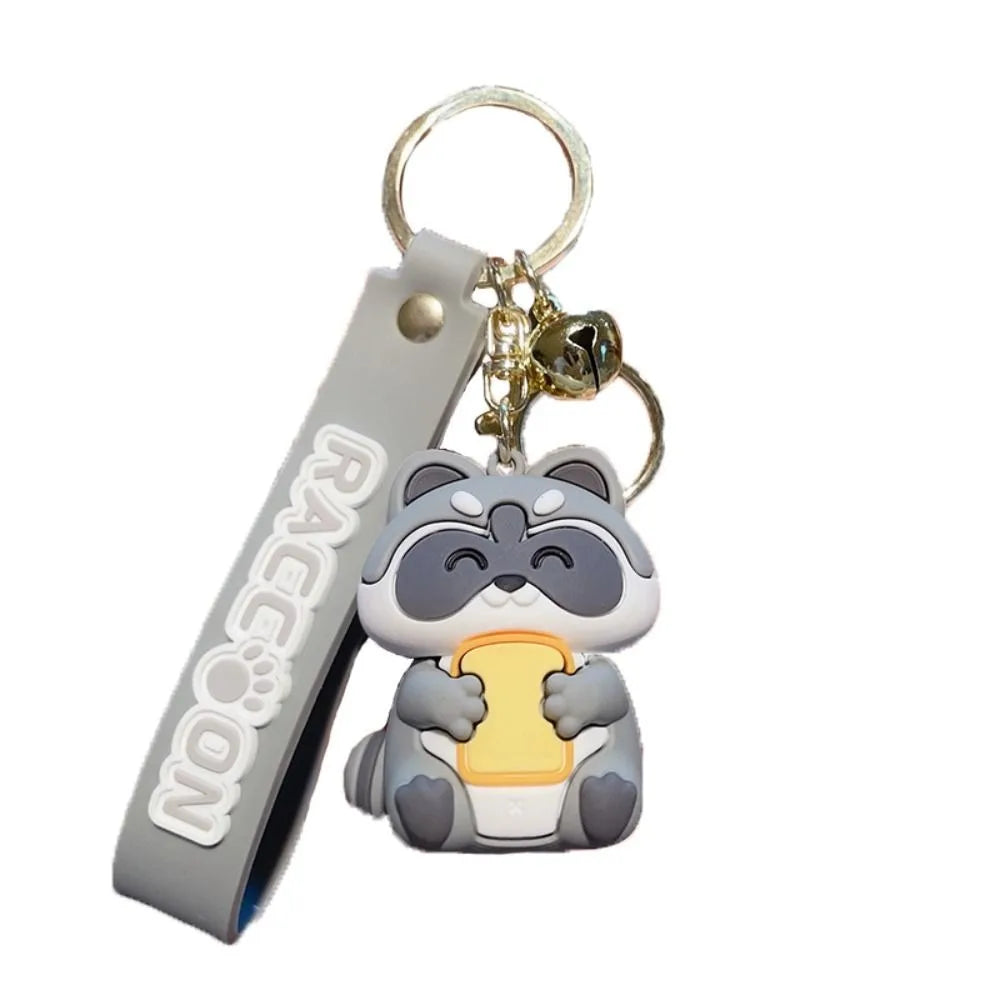 Fashion Gift Funny Earphone Case Cute Alloy Korean Pendant Cartoon Keyring Raccoon Keychain Backpack Decor Zpaxo bread