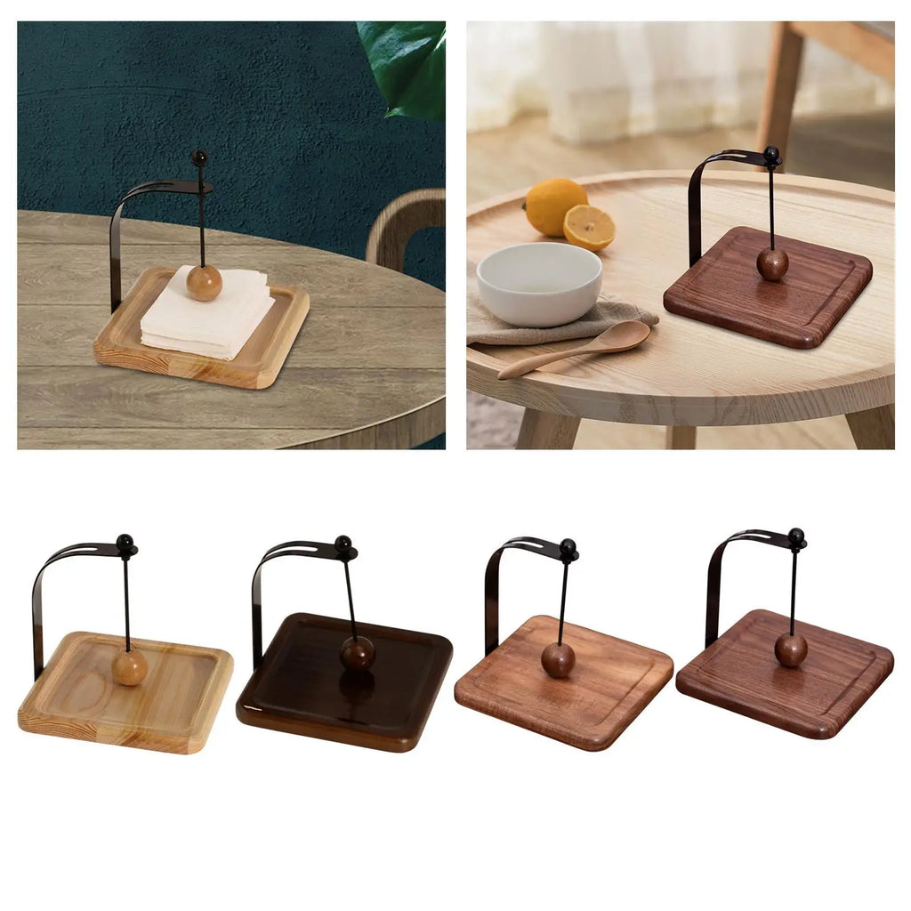 Wood & Steel Napkin Holder – Café Tabletop Tissue Rack Napkin Holder Zpaxo