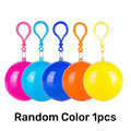 New Portable Disposable Raincoat Keychain Compression Ball Pocket Ball Outdoor Adult Travel Hangable Poncho Camping Gear Zpaxo Random Color