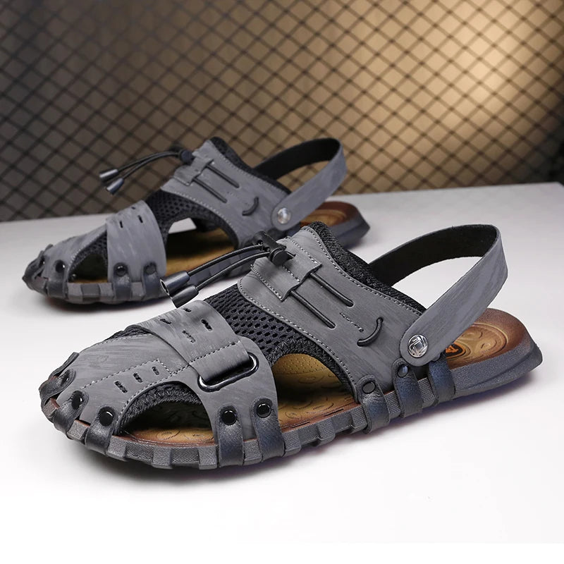 Summer Men Sandals Leather Mens Casual Shoes Outdoor Beach Roman Zpaxo 668 38