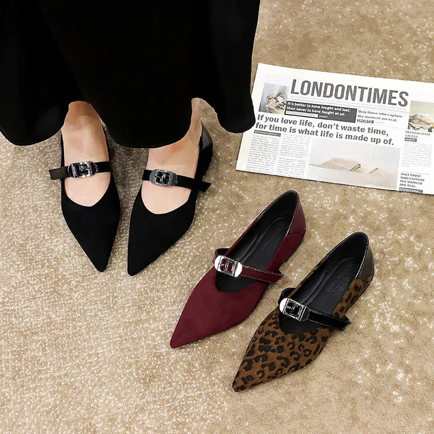 Flat shoes for women 2025 Spring Autumn casual leopard print women's shoes suede shallow mouth pointed toe loafers women shoes Zpaxo