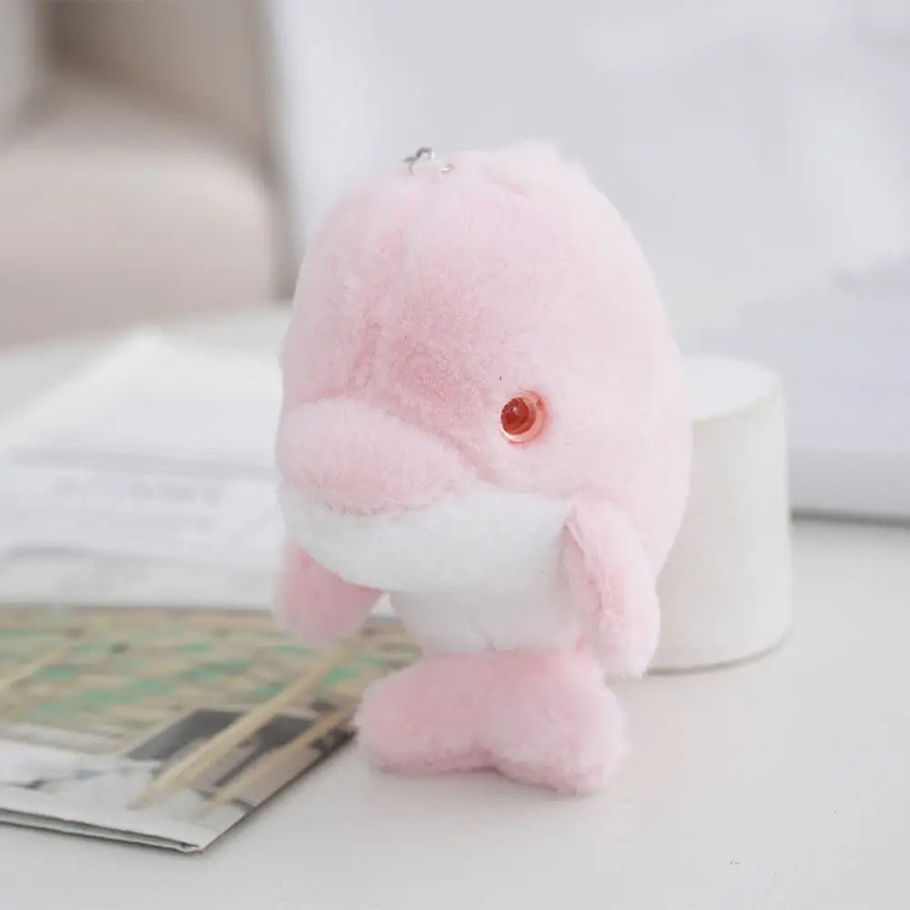 Cute Dolphin Doll Keychain Dolphin Soft Fluffy Pom Pom Whale Key Ring Fluffy Cute Cute Dolphin Pendant Decoration Zpaxo pink-chain